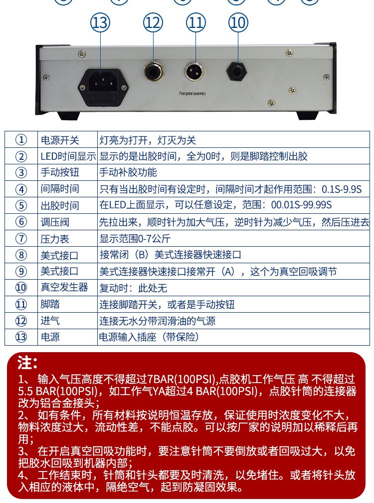 数显点胶机使用注意事项