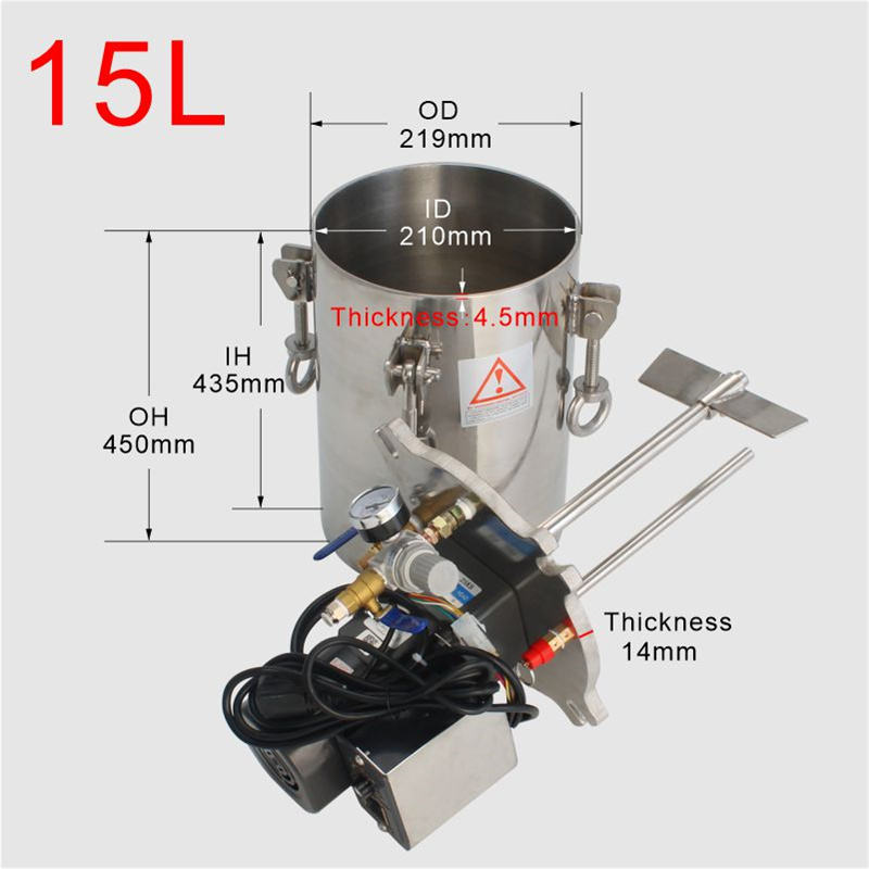 Factory Price 15L 90W 304 Stainless Steel Non-Standard Pressure Vessel Tank with Electric Mixer for Manufacturing Plants Farms