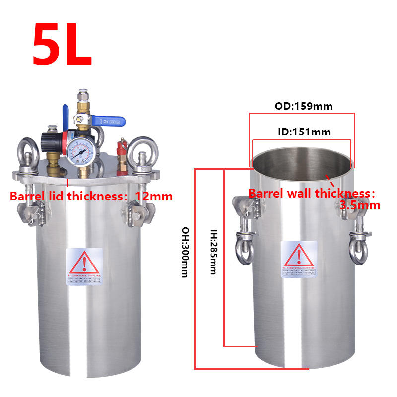 5L Industrial 304 Stainless Steel Pressure Vessels 5 Liter for Foaming Machine
