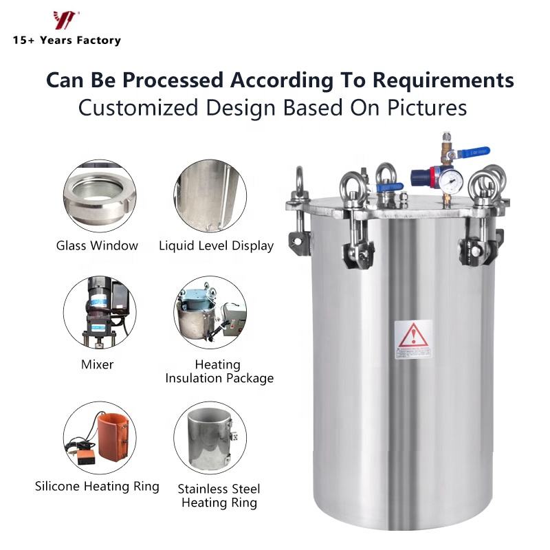 YaHong Pressure Vessel 1-120L 1-8 Bar | Food Grade 304/316 Stainless Steel | Liquid Storage Tank | Custom Sizes | Flange |